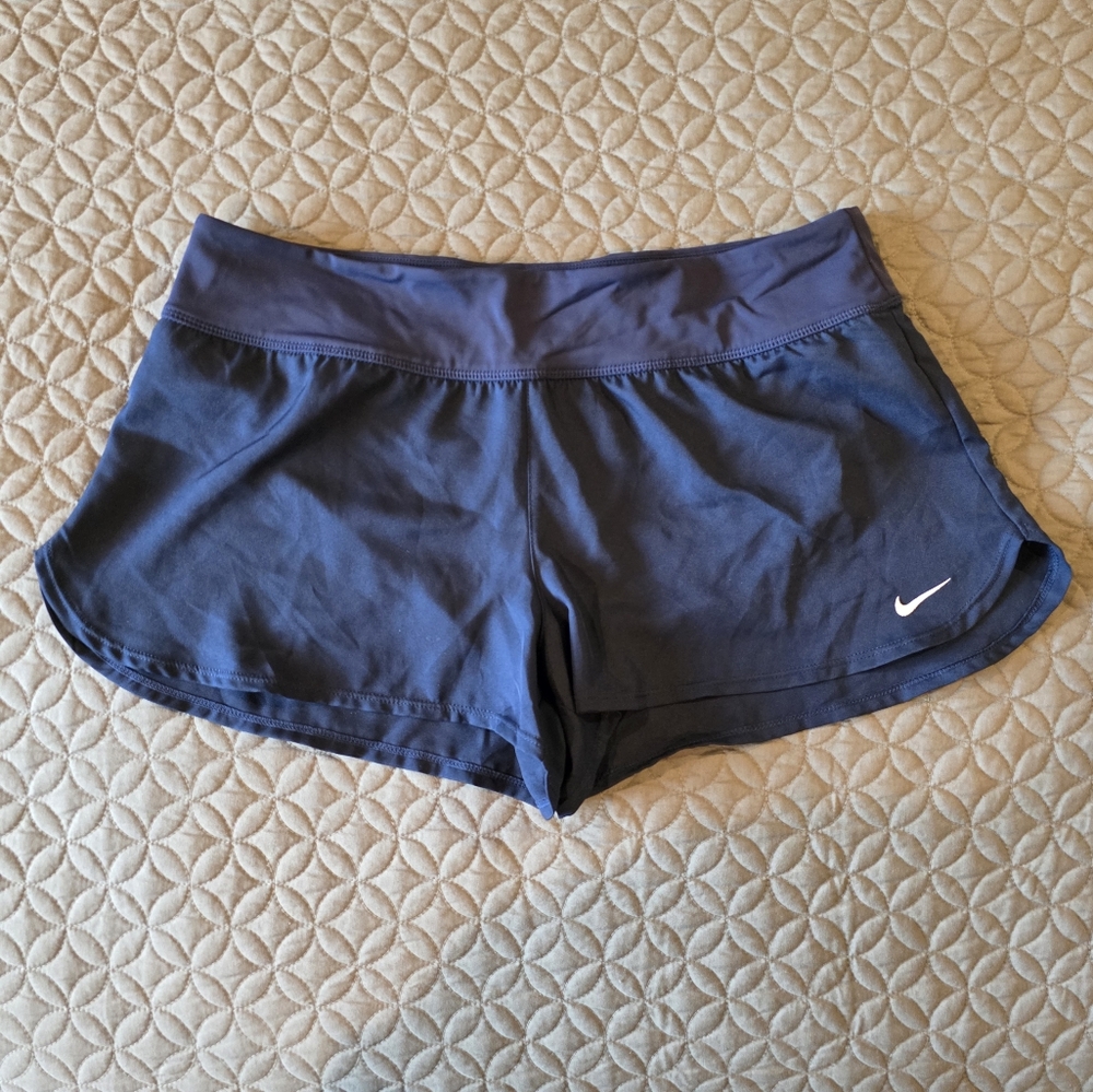 Nike Women's Dri-Fit Brief Lined Navy Blue Athletic Shorts, L